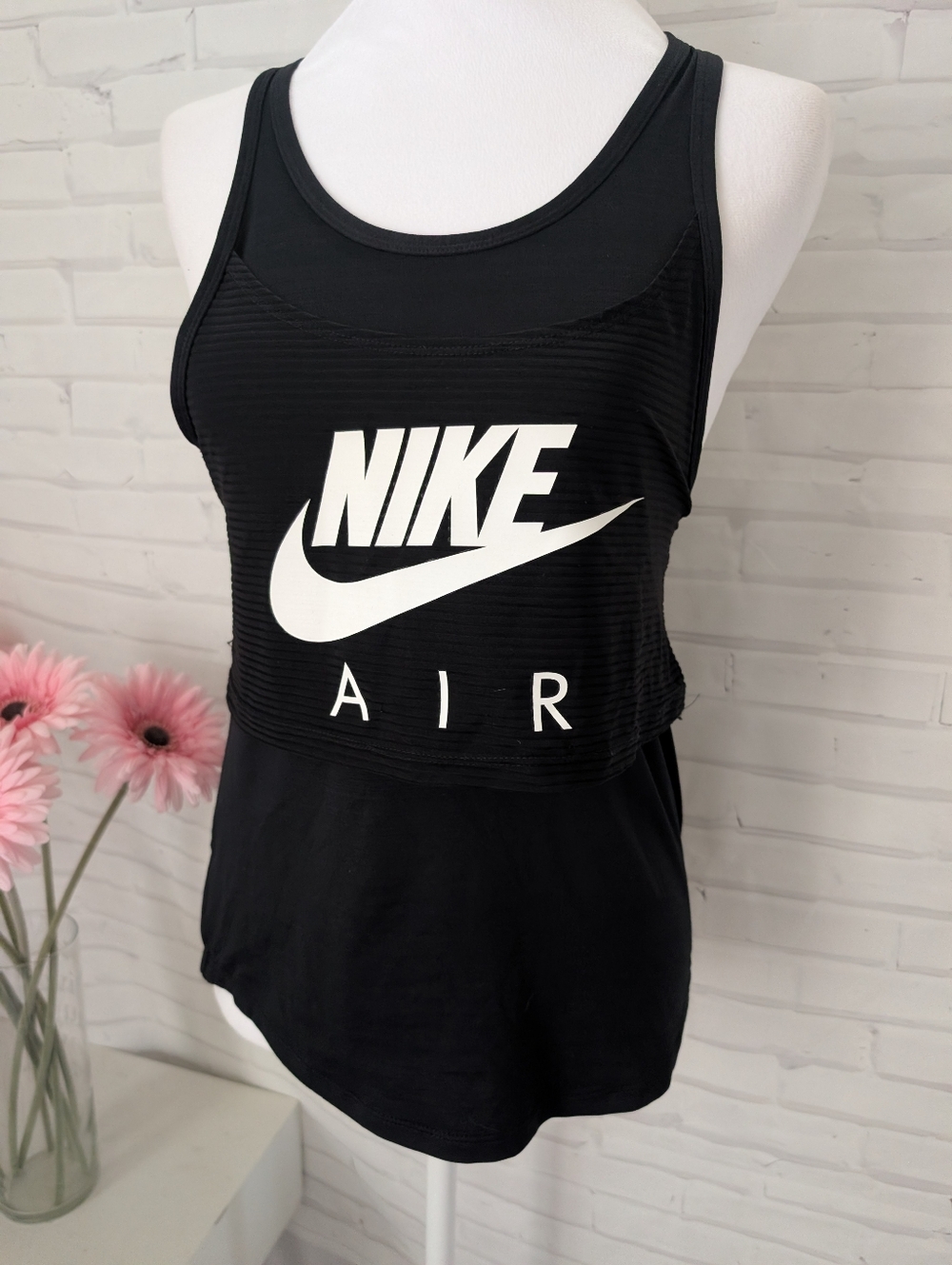 Nike Black Tank Top with White Logo - Women's Athletic Layered Style